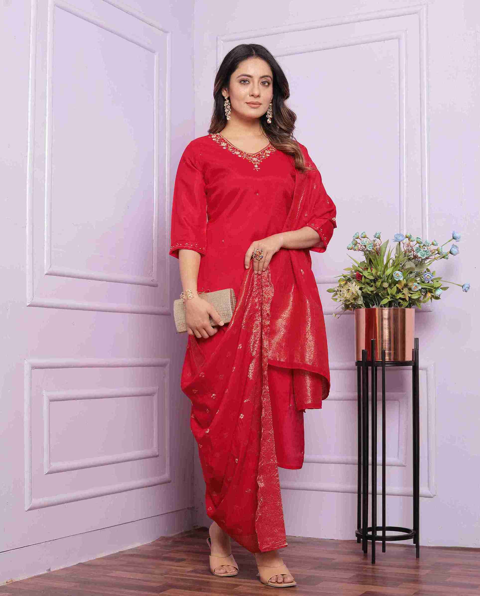 Red Kurti set with Dupatta