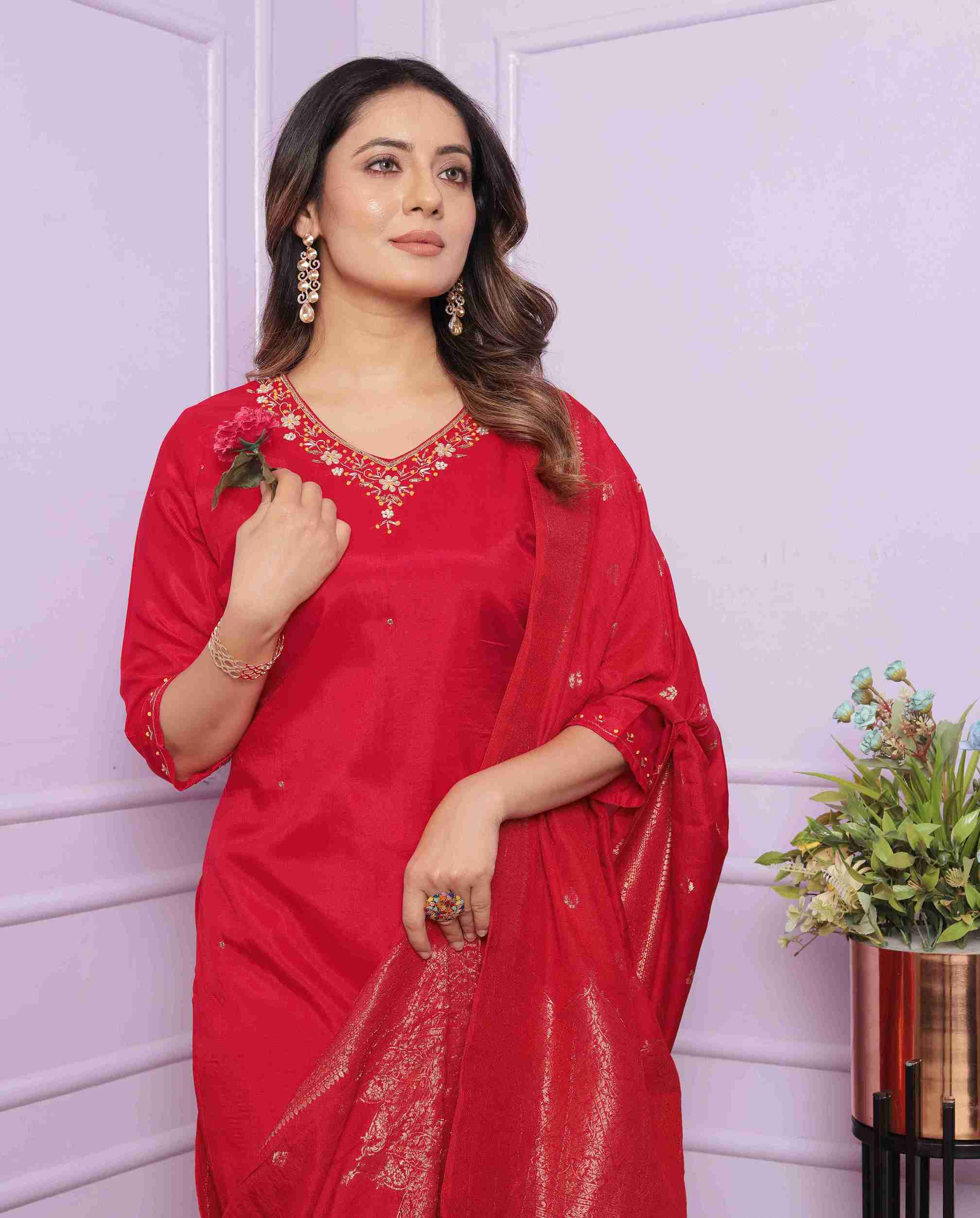 Red Kurti set with Dupatta