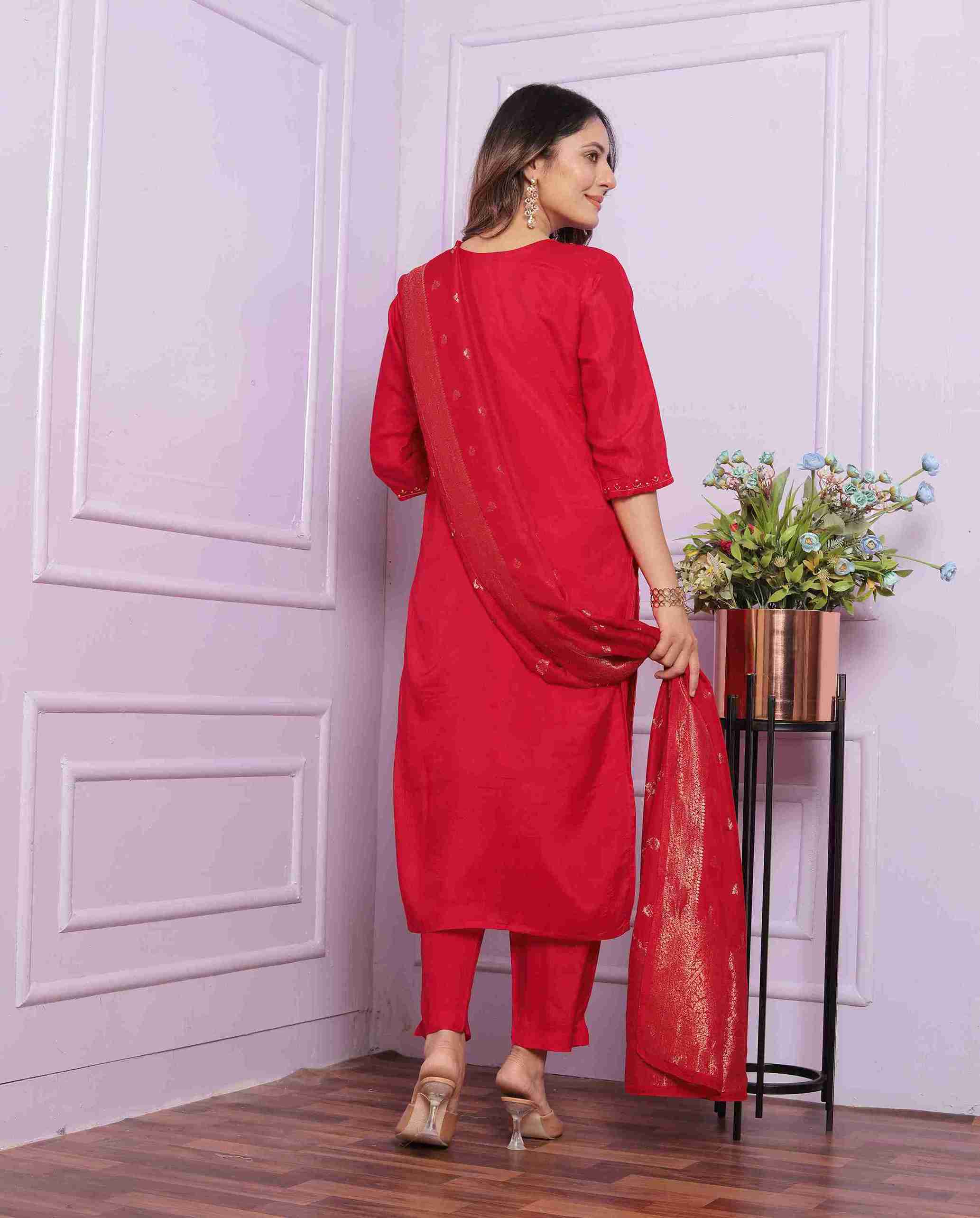 Red Kurti set with Dupatta