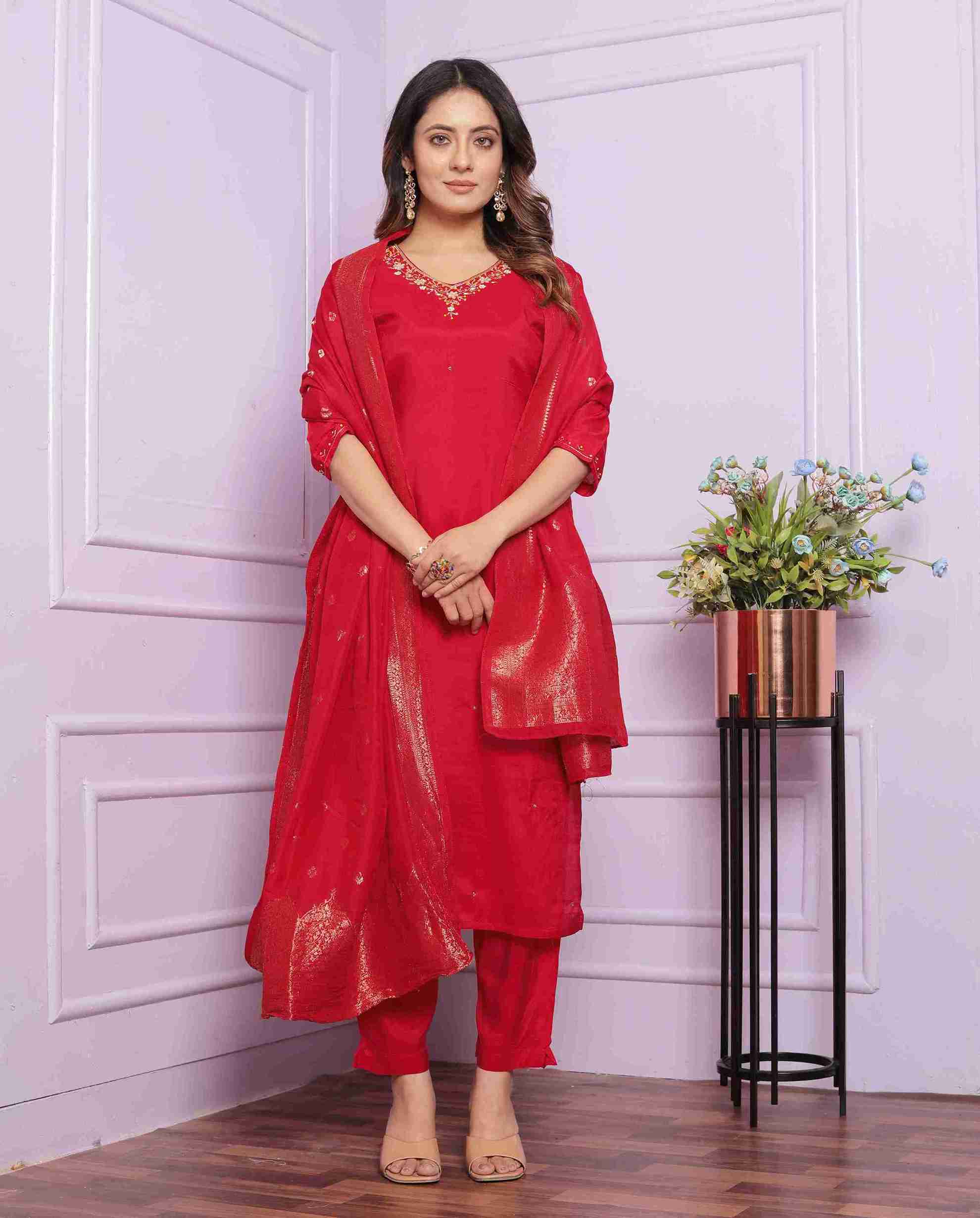 Red Kurti set with Dupatta