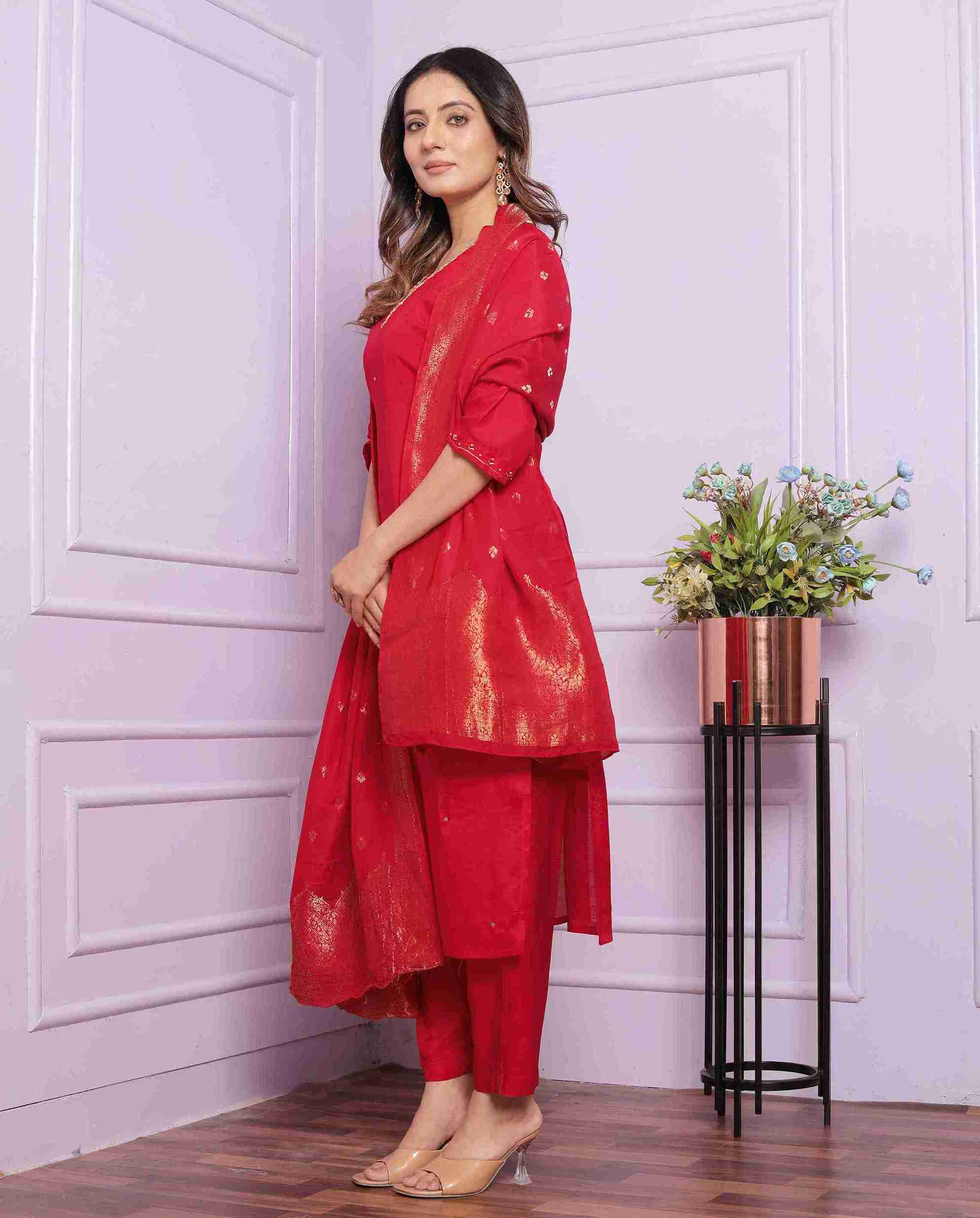 Red Kurti set with Dupatta