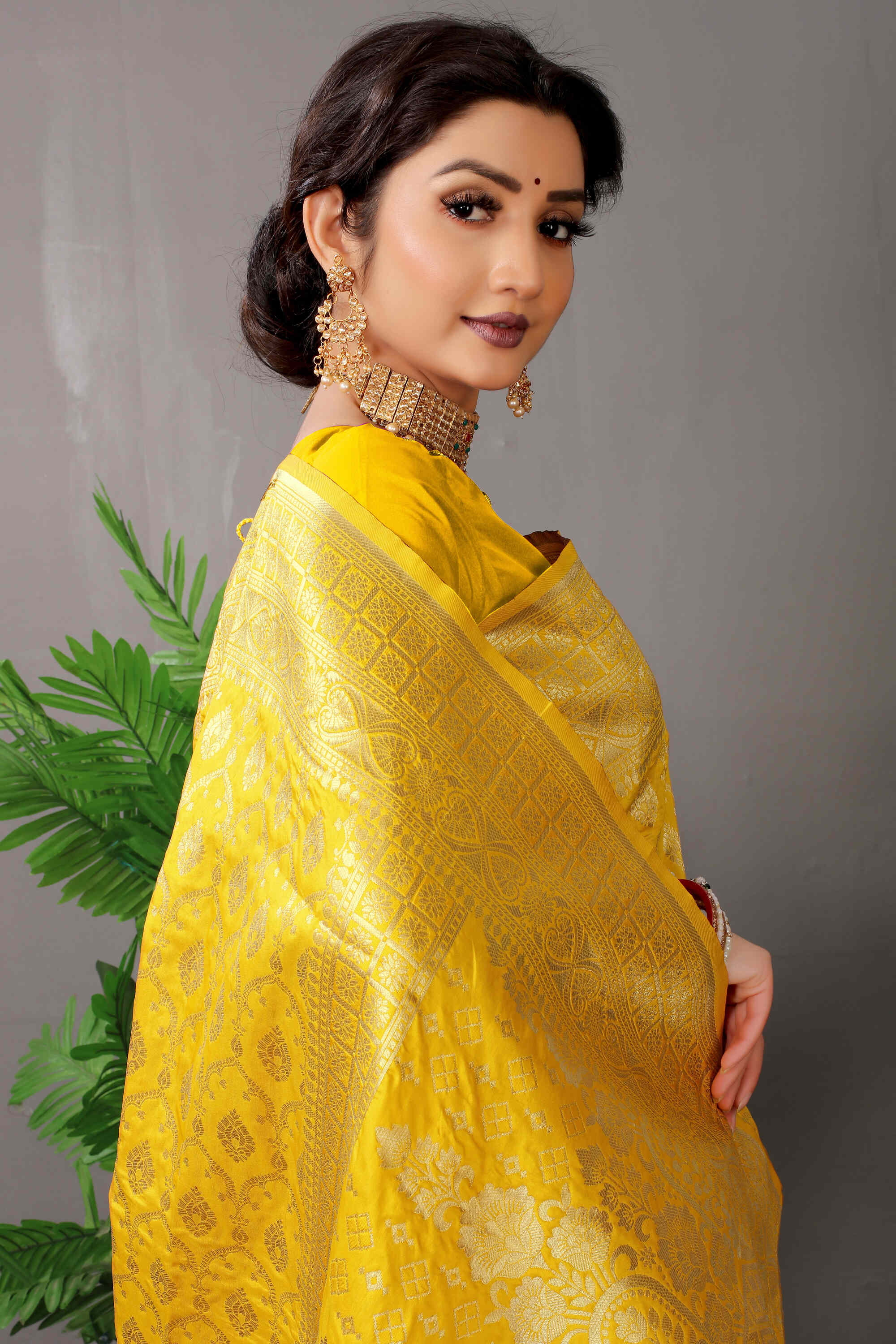 Yellow Soft Banarasi Silk Woven Zari Saree