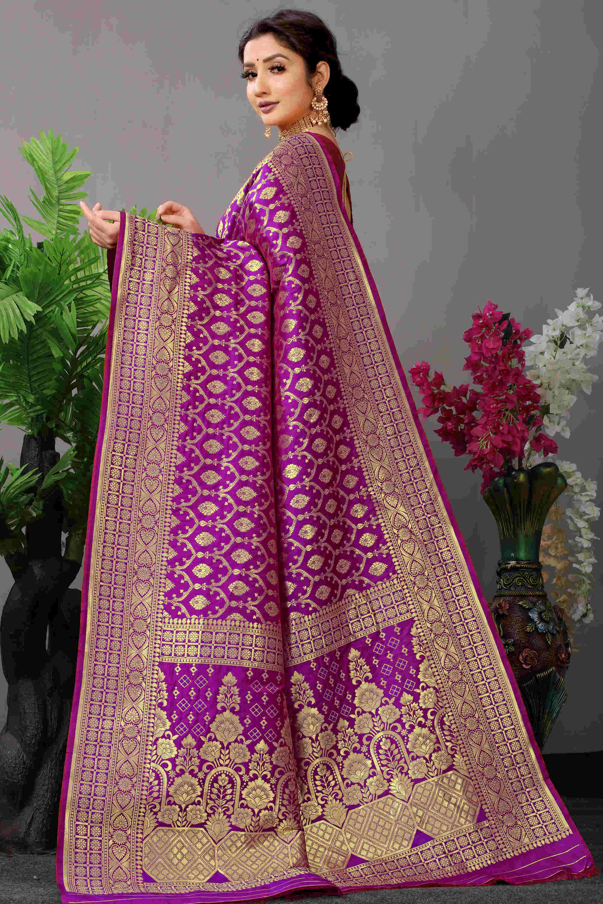 Purple Soft Banarasi Silk Woven Zari Saree