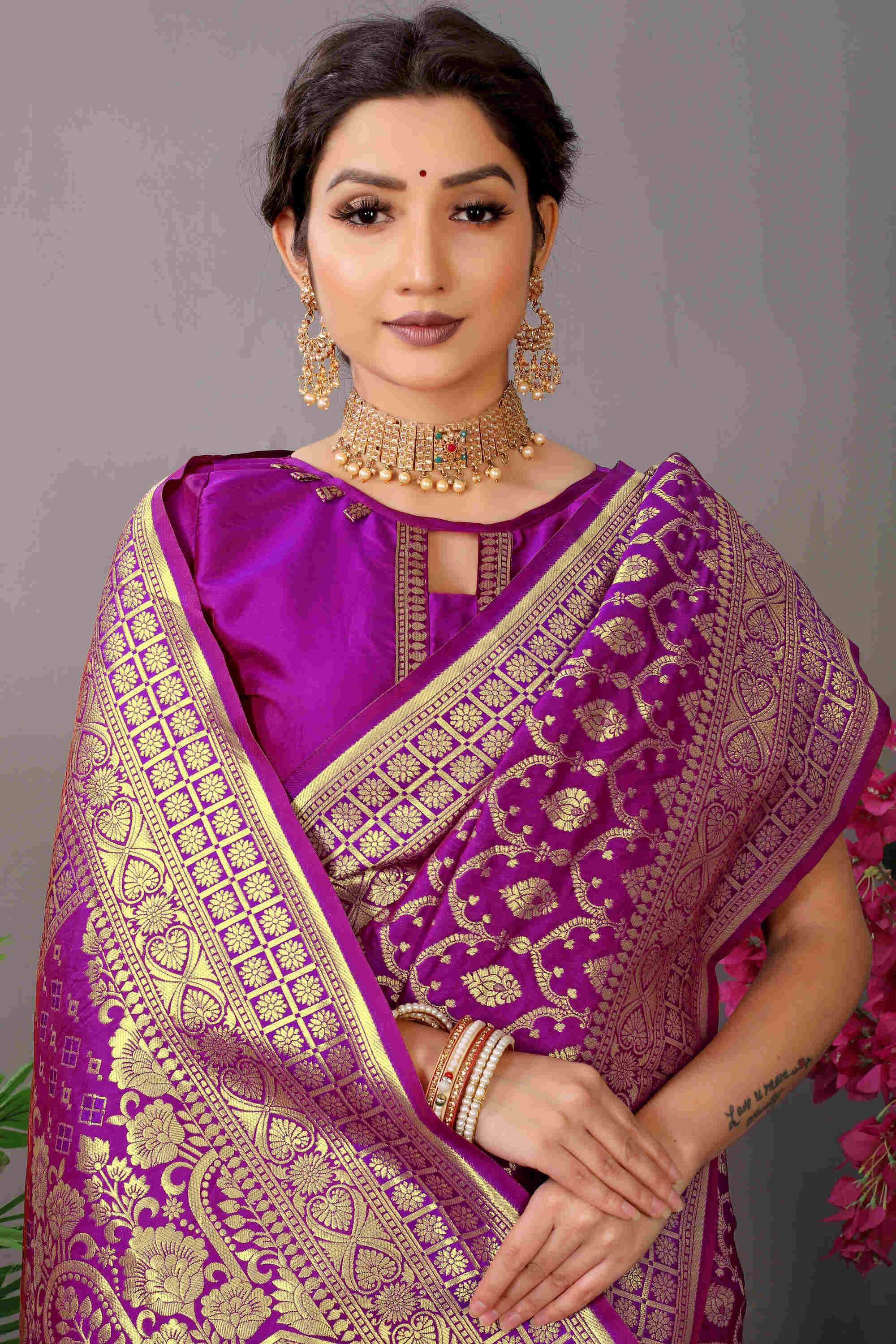 Purple Soft Banarasi Silk Woven Zari Saree