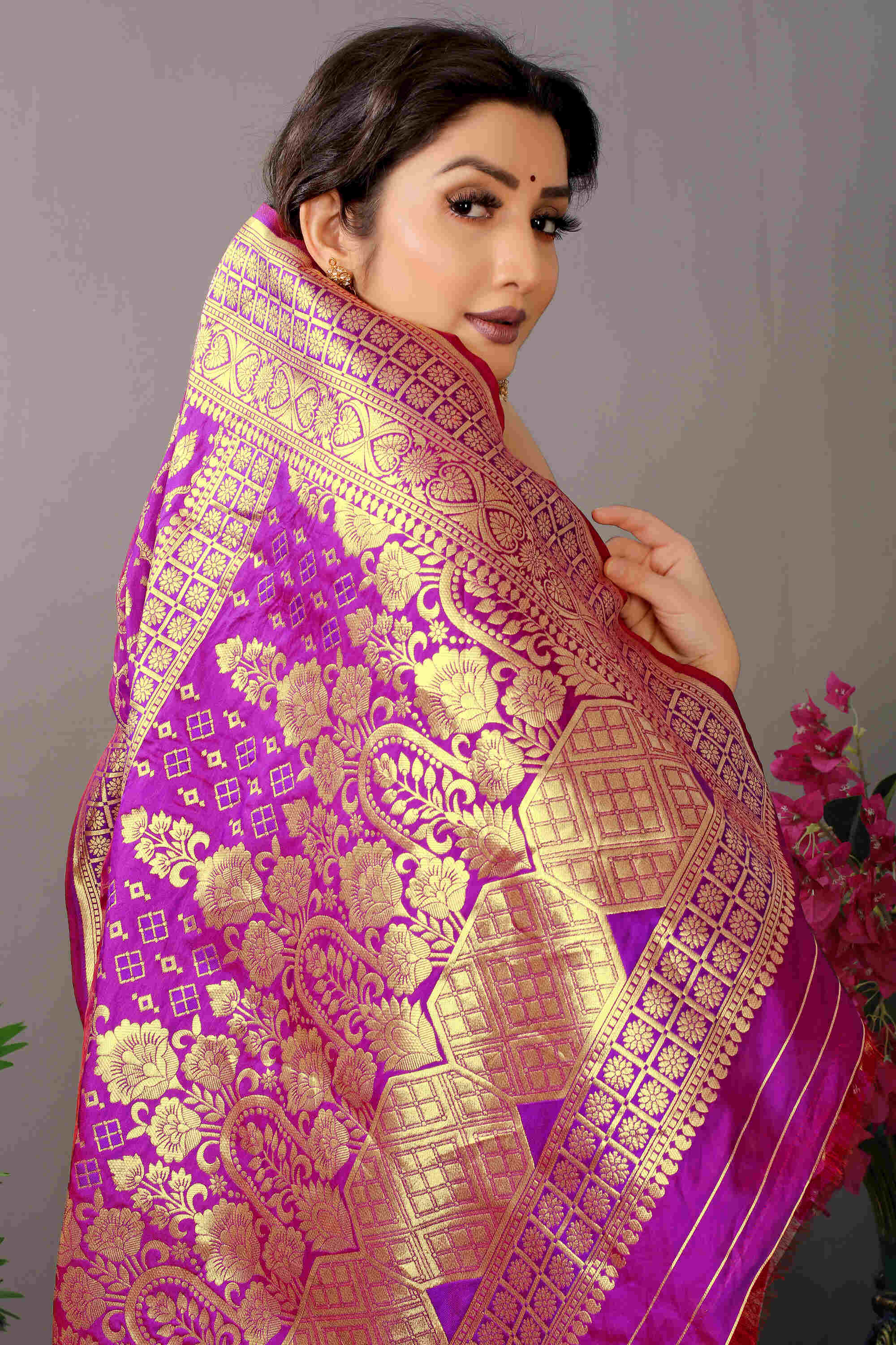 Purple Soft Banarasi Silk Woven Zari Saree