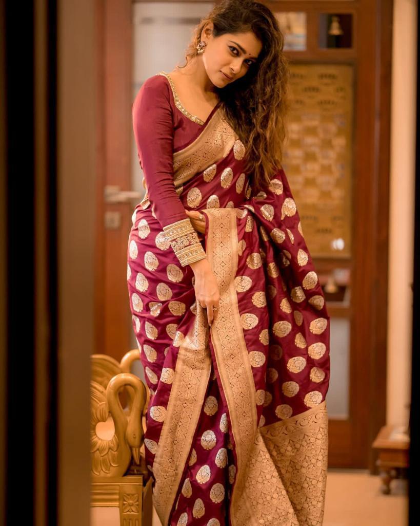 Brown Soft Silk Saree With Prodigal Blouse Piece