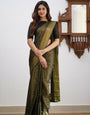 Black Soft Silk Saree With Palimpsest Blouse Piece