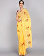 Yellow Chanderi  Embroidered Work Saree With Jacquard Blouse Piece