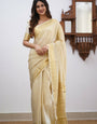 Beige Soft Silk Saree With Scrumptious Blouse Piece