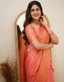 Peach Soft Silk Saree With Magnetic Blouse Piece