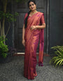 Dark Pink Soft Silk Saree With Blouse Piece