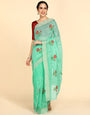 Light Green Chanderi Cotton Embroidered Work Saree With Jacquard Blouse Piece