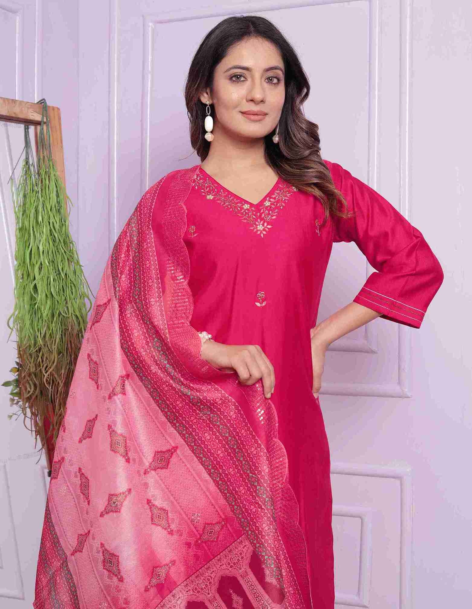 Rani Cotton Kurti Set with Dupatta