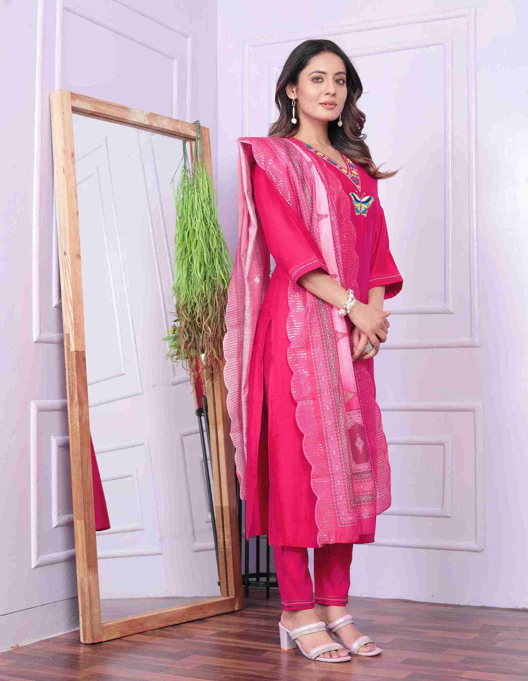 Rani Cotton Kurti Set with Dupatta