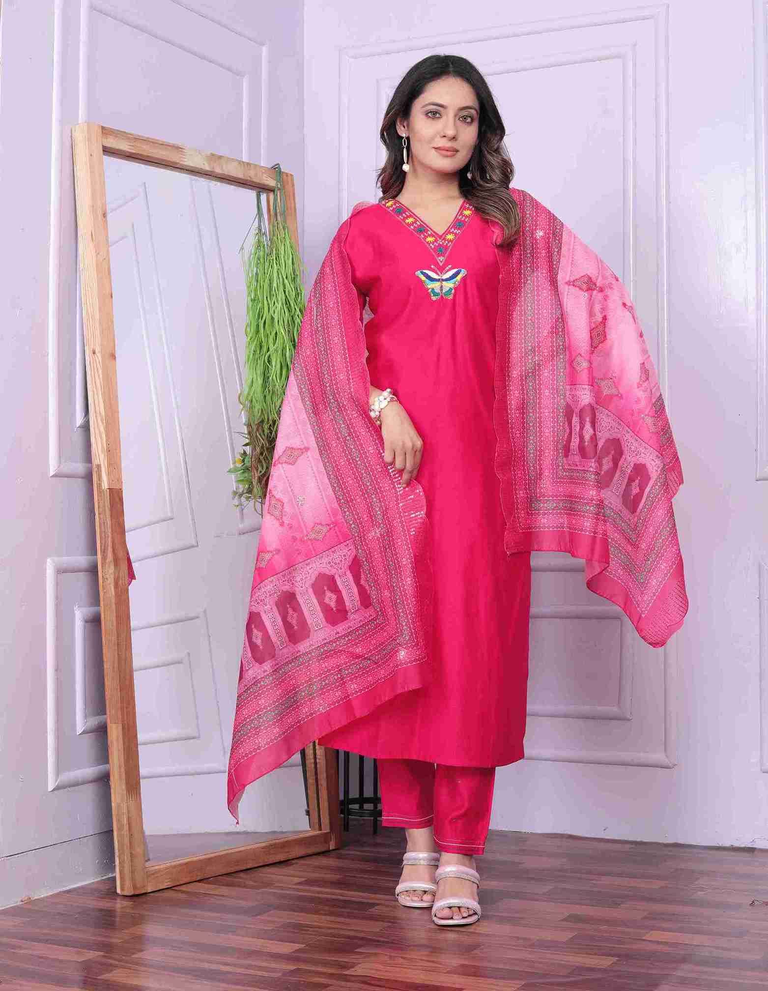 Rani Cotton Kurti Set with Dupatta