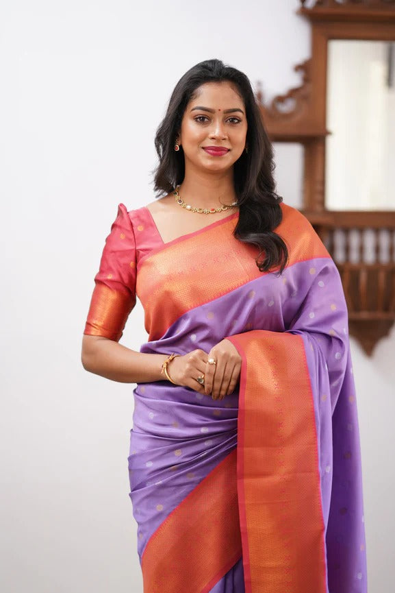 Lavender Soft Silk Saree With Ephemeral Blouse Piece