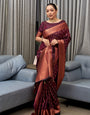 Wine Soft Silk Saree With Dazzling Blouse Piece