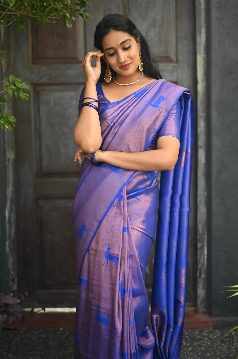 Royal Blue Soft Silk Saree With Blouse Piece