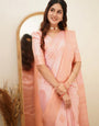 Baby Pink Soft Silk Saree With Pleasant Blouse Piece