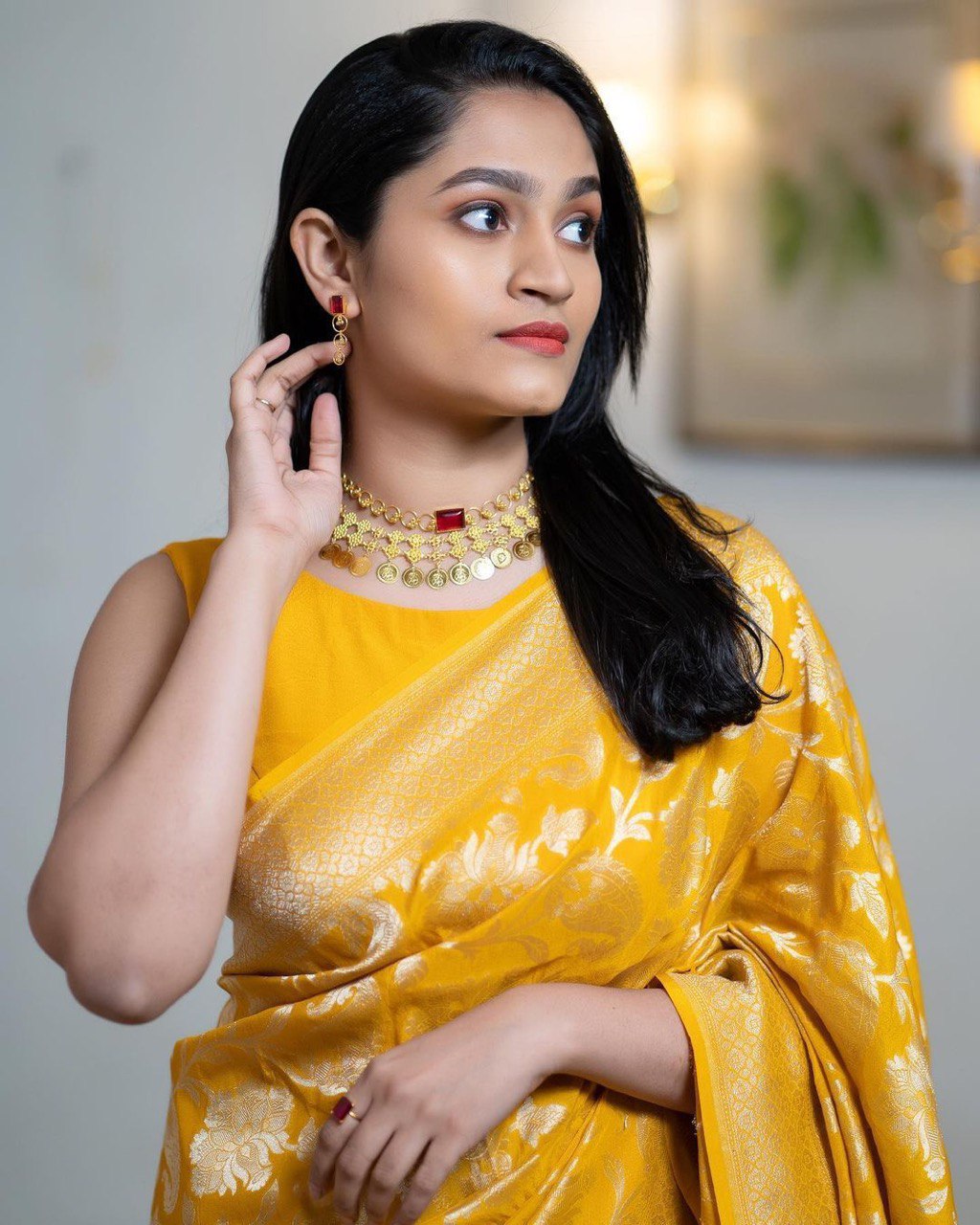 Yellow Soft Silk Saree With Epiphany Blouse Piece