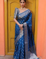 Rama Soft Silk Saree With Tremendous Blouse Piece