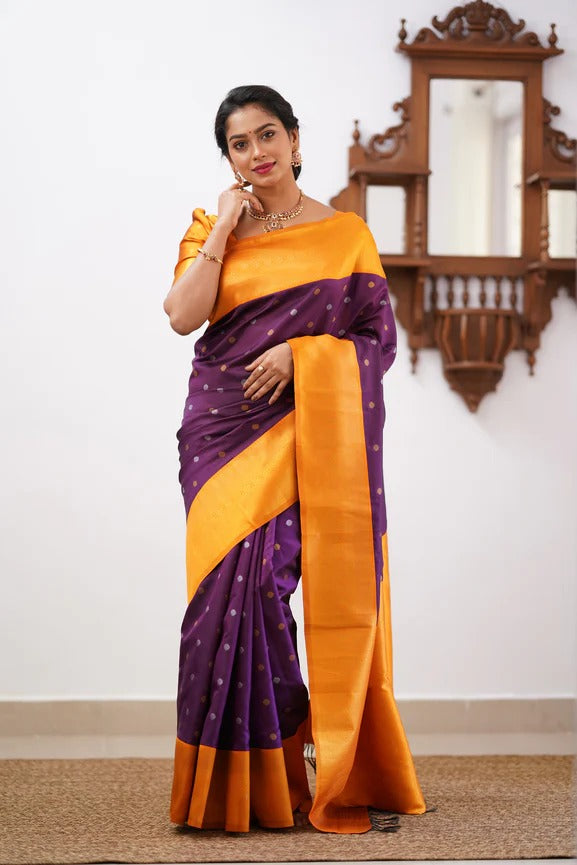 Purple Soft Silk Saree With Improbable Blouse Piece