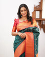 Dark Green Soft Silk Saree With Adoring Blouse Piece