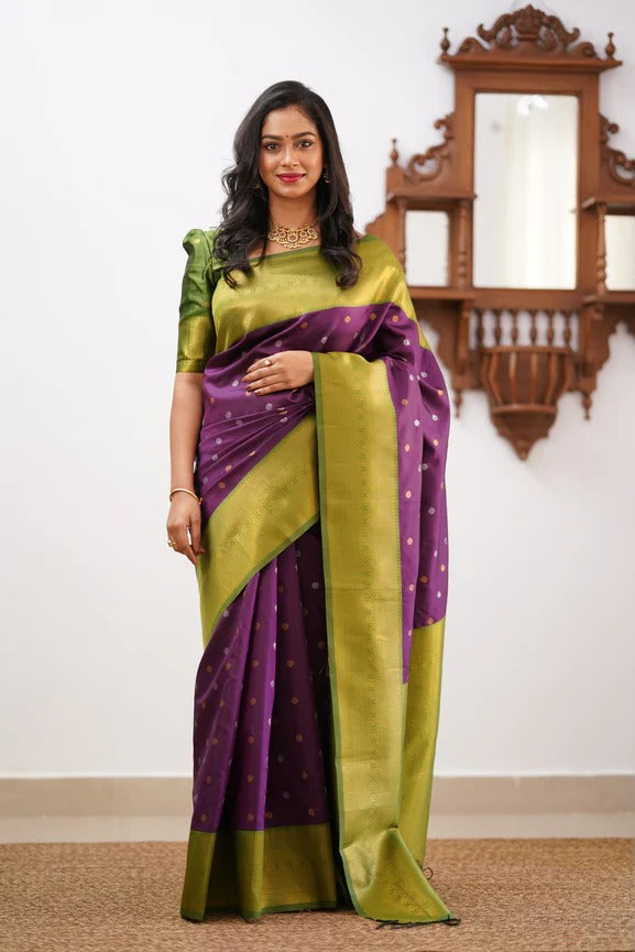 Purple Soft Silk Saree With Smashing Blouse Piece