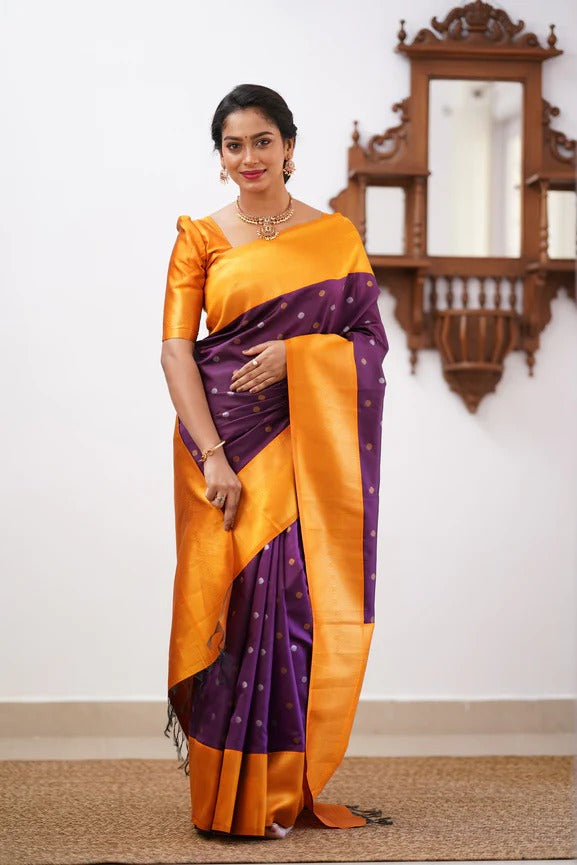 Purple Soft Silk Saree With Improbable Blouse Piece