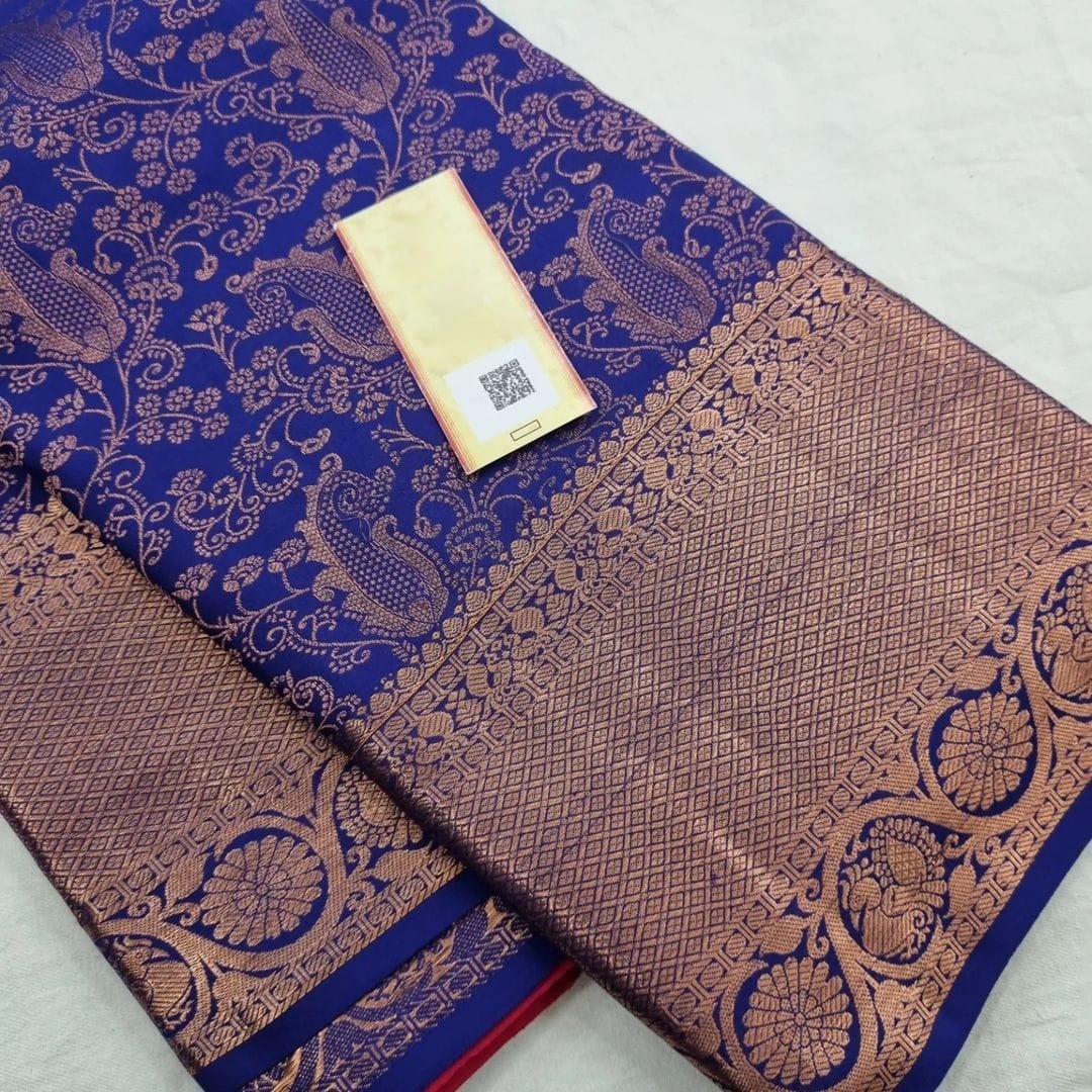 Blue Soft Silk Saree With Tremendous Blouse Piece