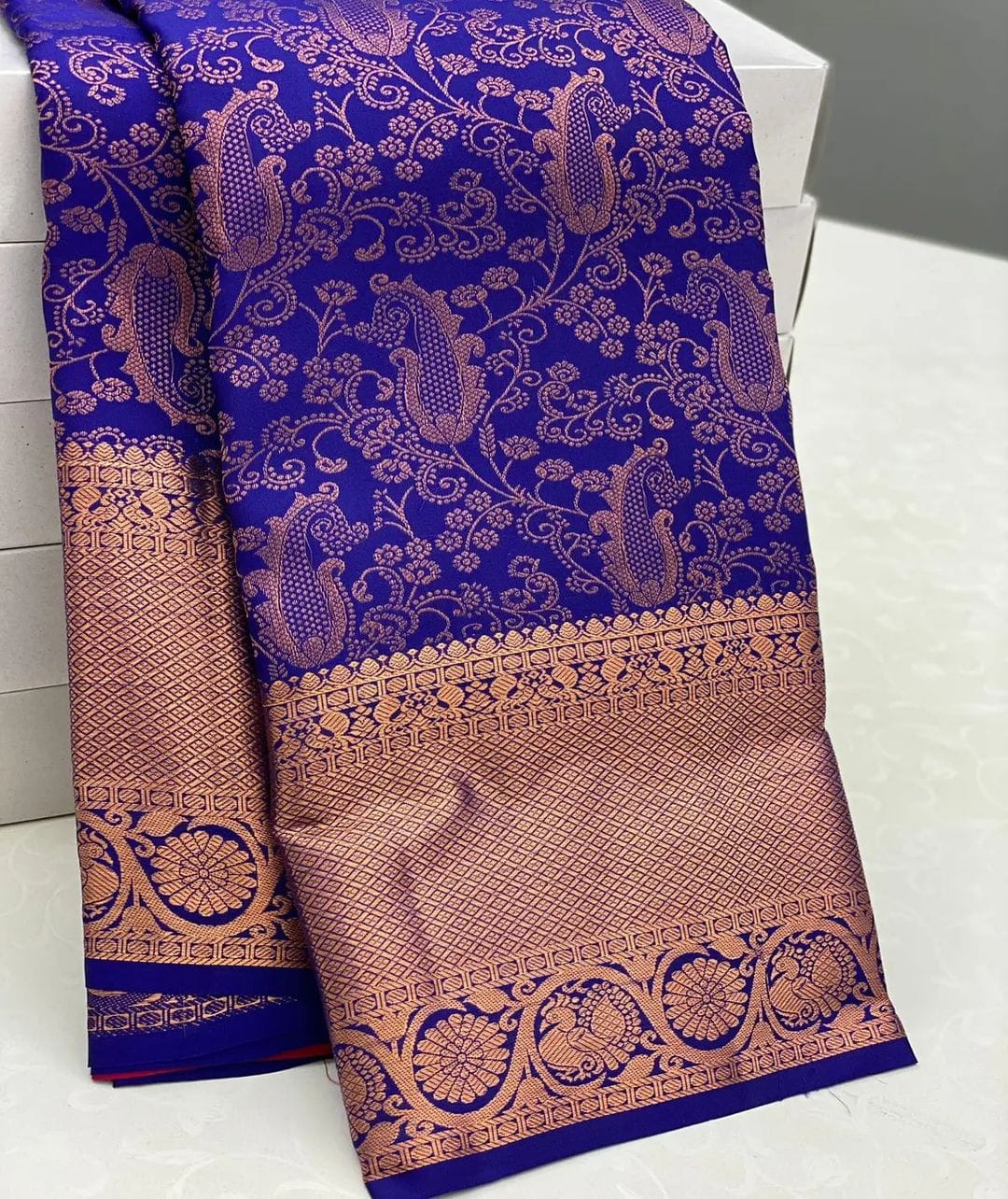 Blue Soft Silk Saree With Tremendous Blouse Piece