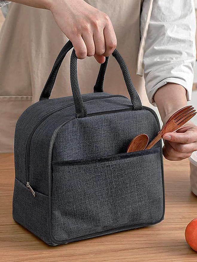 Gray Travel Lunch/Tiffin/Storage Bag for Office, College & School (Cotton)6 liters