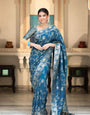 Rama  Banarasi Silk Saree with  Embellishments and Intricate Festive Wear