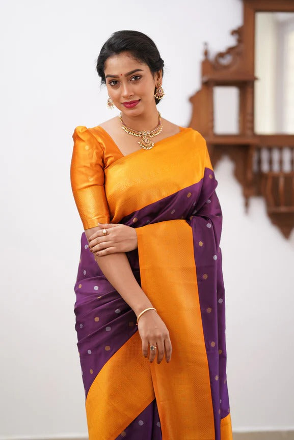 Purple Soft Silk Saree With Improbable Blouse Piece