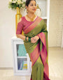 Green Soft Silk Saree With Cynosure Blouse Piece