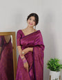 Purple Soft Silk Saree With Girlish Blouse Piece