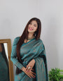 Rama Soft Silk Saree With Girlish Blouse Piece