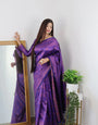 Royal Blue Soft Silk Saree With Girlish Blouse Piece