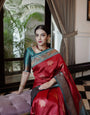 Maroon Soft Banarasi Silk Saree With Groovy Blouse Piece