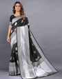 Black Soft Cototn Silk Saree Zari weawing With Blouse Piece