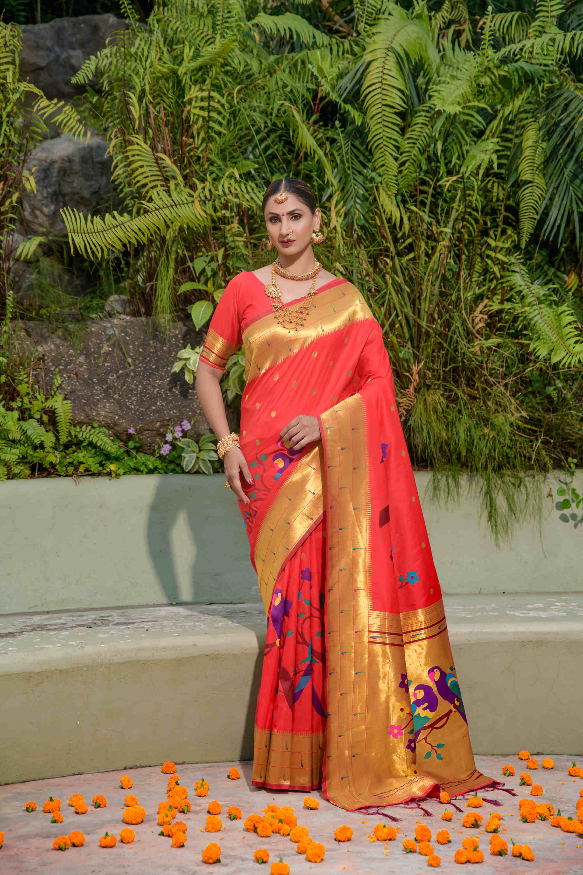 Red Soft Pethani Silk Woven Zari Saree