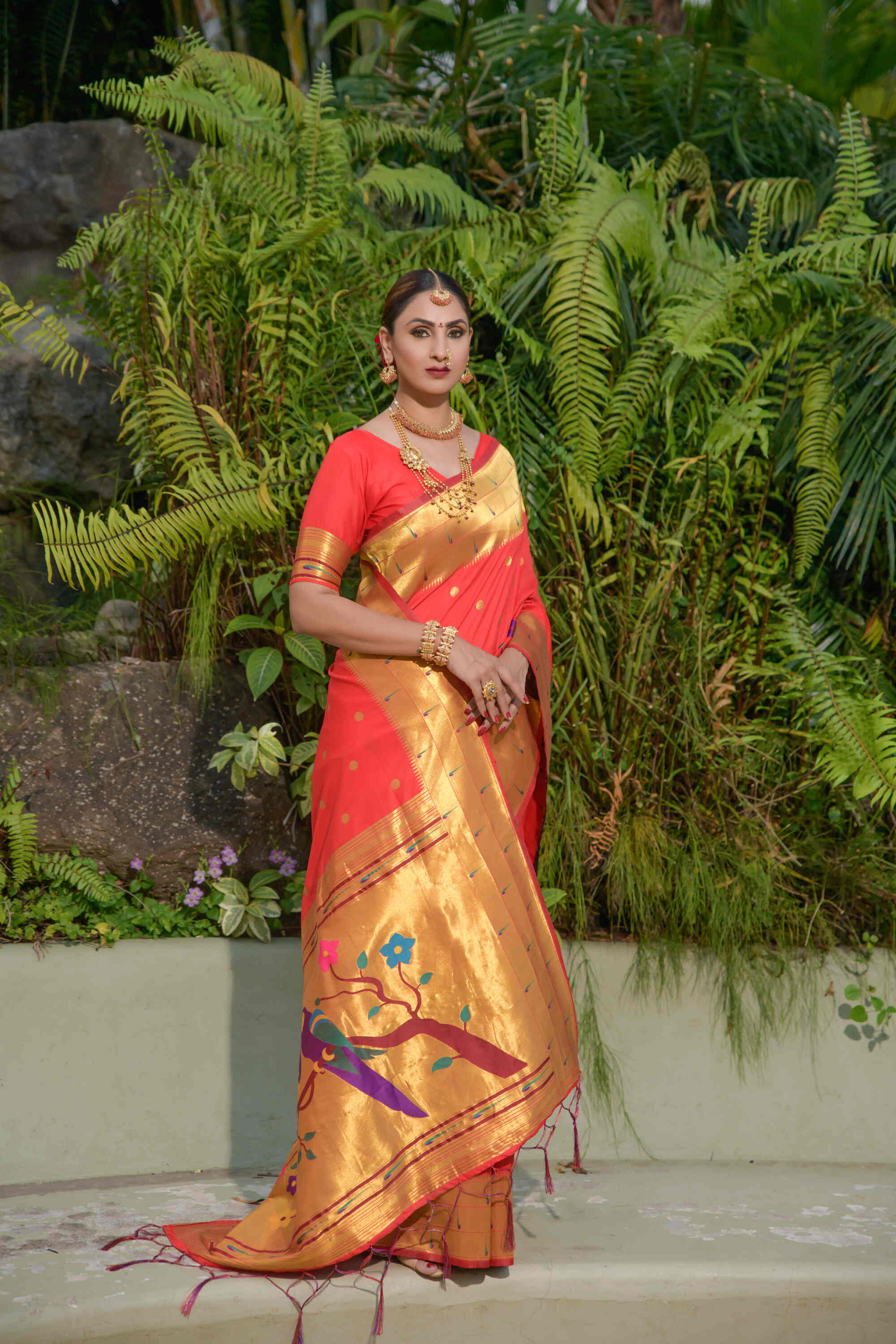 Red Soft Pethani Silk Woven Zari Saree