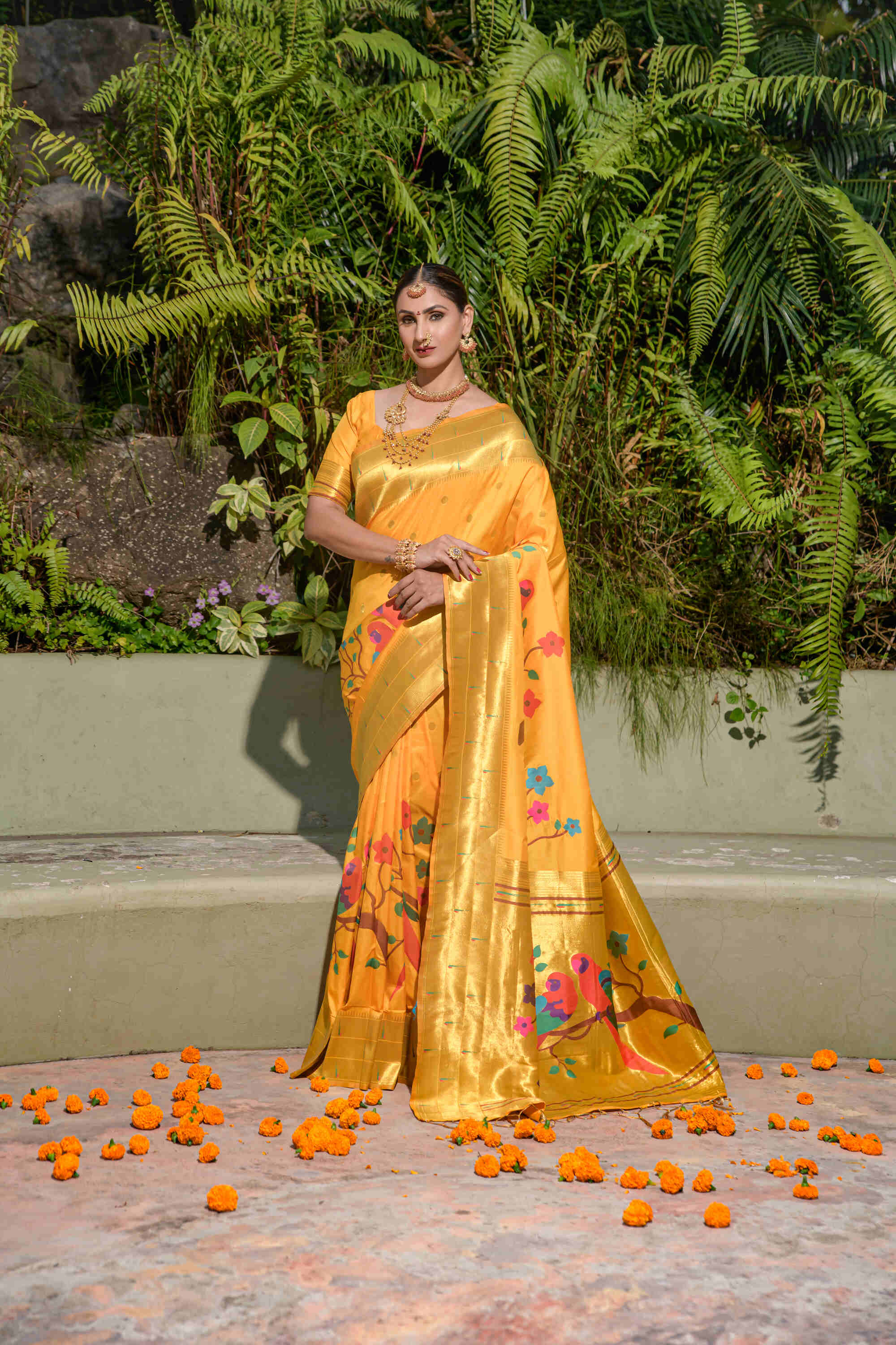 Yellow Soft Pethani Silk Woven Zari Saree