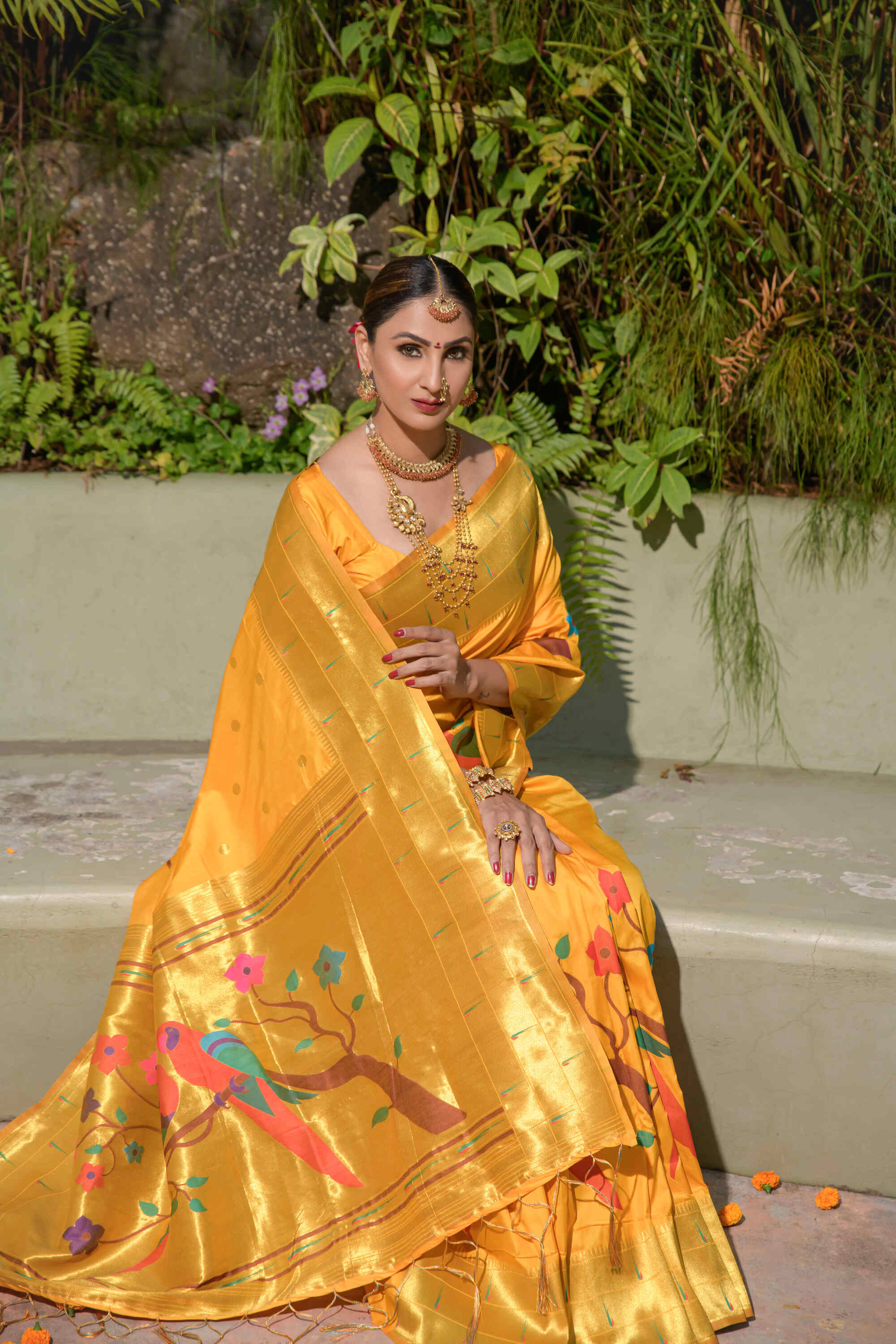 Yellow Soft Pethani Silk Woven Zari Saree