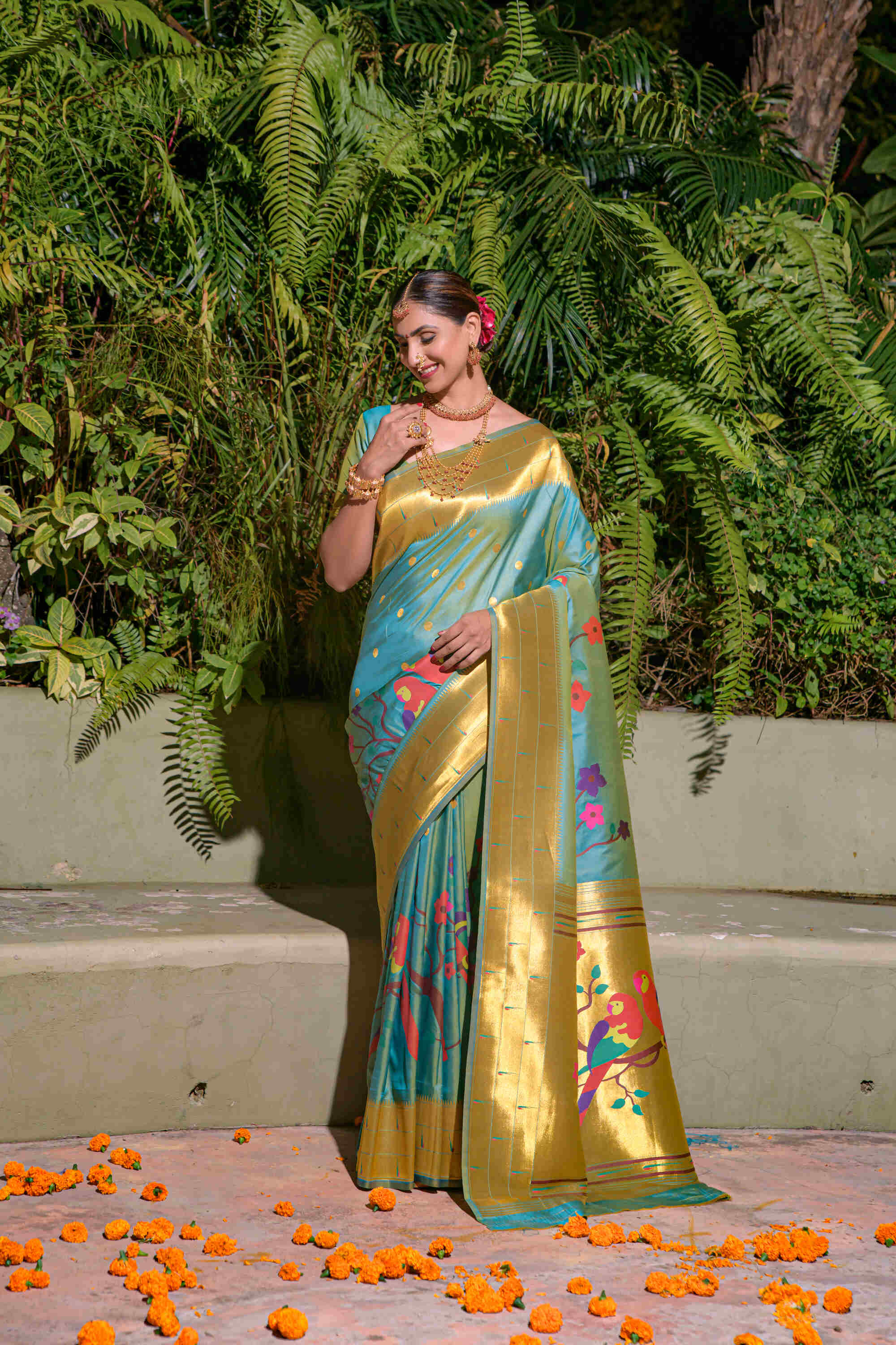 Sky Soft Pethani Silk Woven Zari Saree