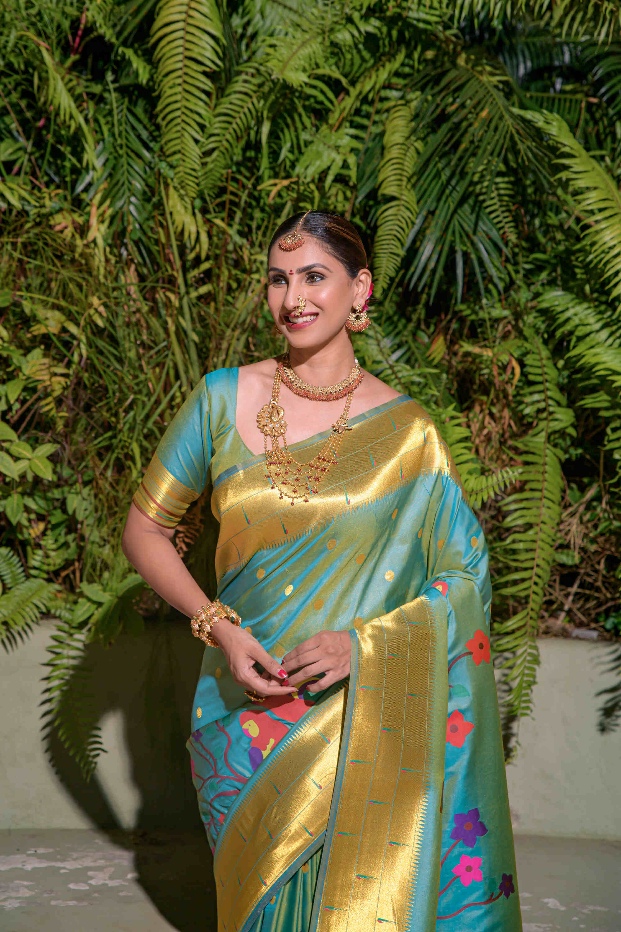 Sky Soft Pethani Silk Woven Zari Saree