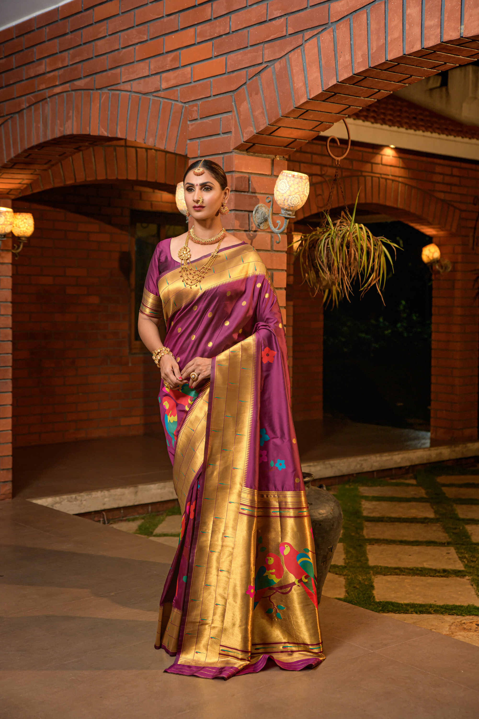 Purple Soft Pethani Silk Woven Zari Saree