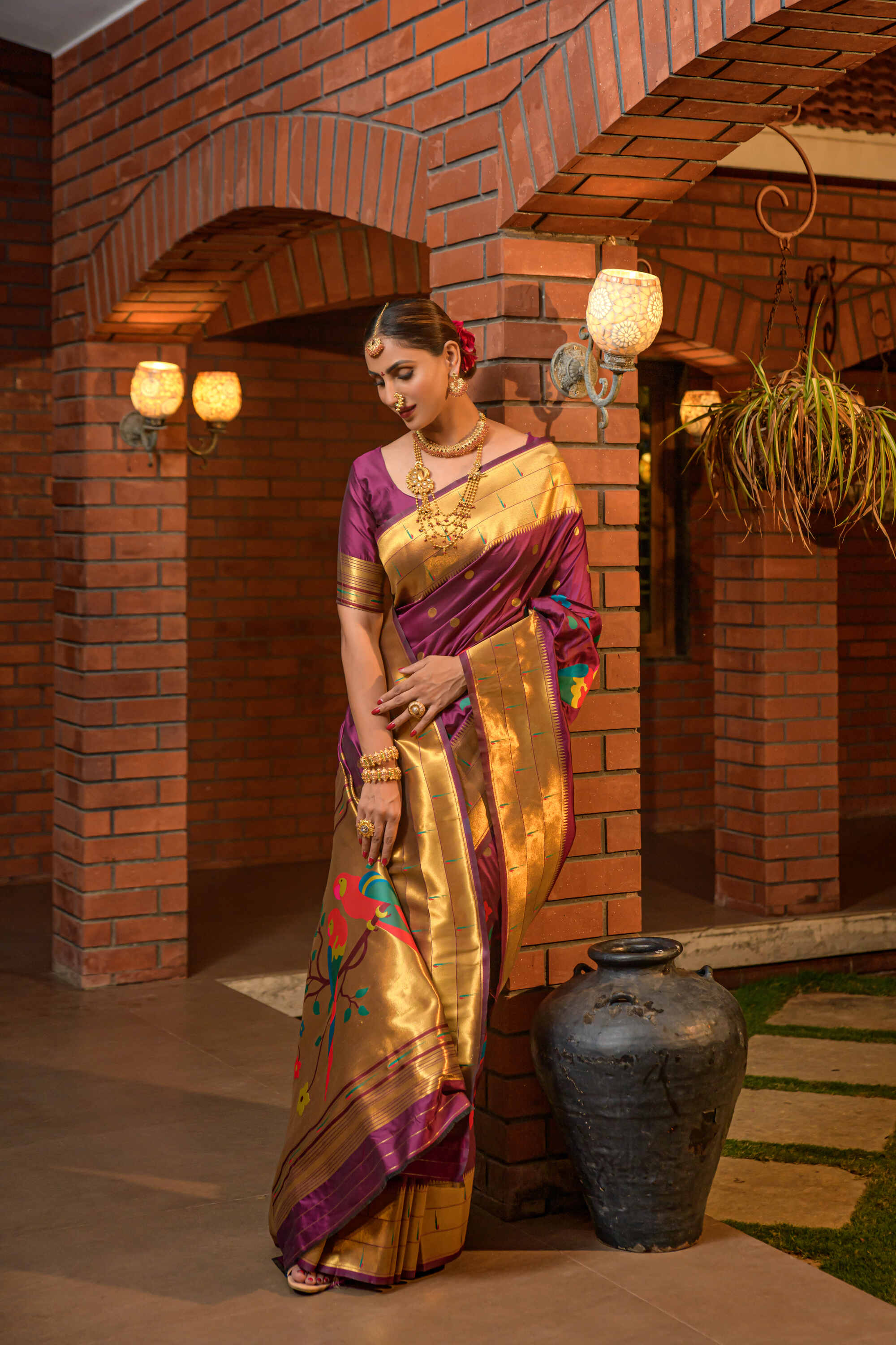 Purple Soft Pethani Silk Woven Zari Saree