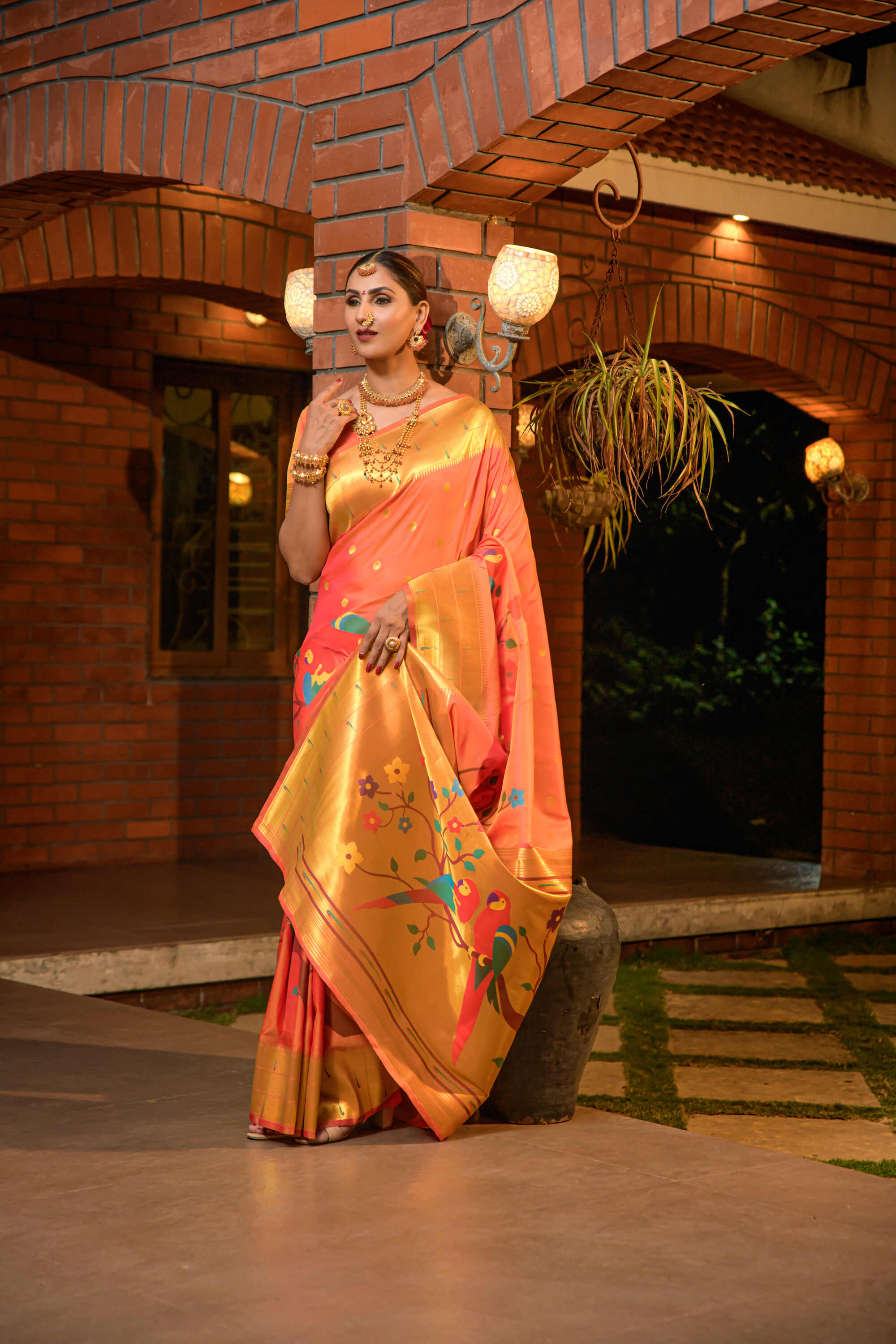 Orange Soft Pethani Silk Woven Zari Saree