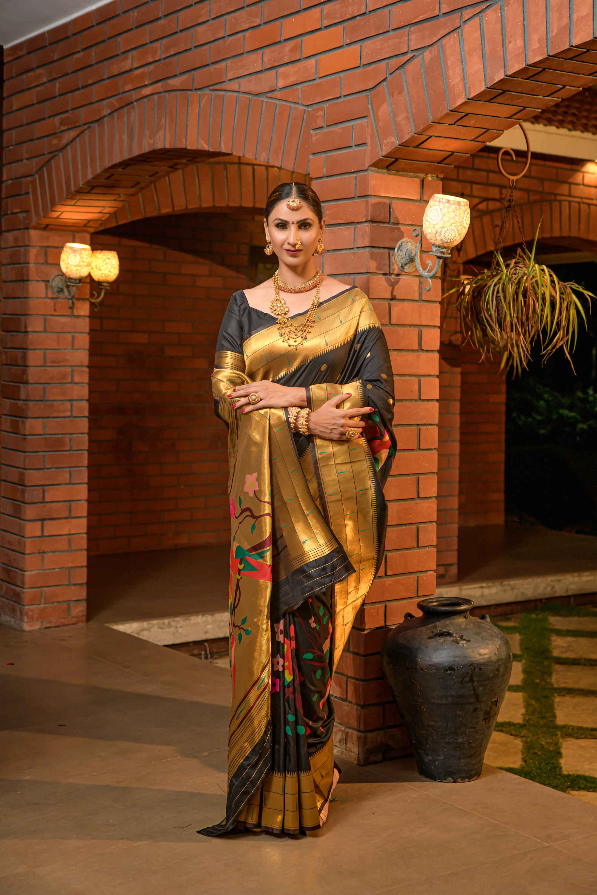 Black Soft Pethani Silk Woven Zari Saree